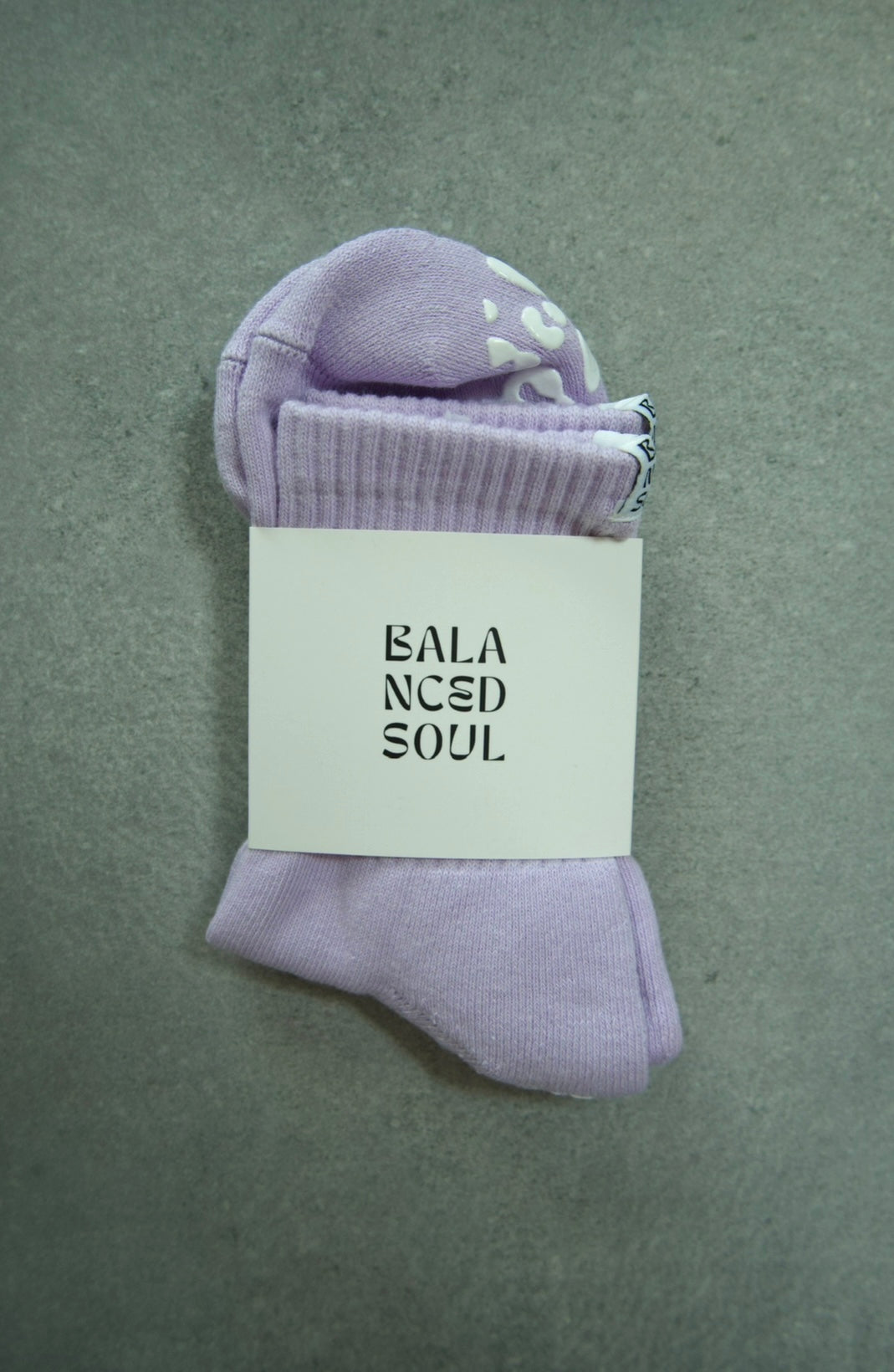 PURPLE CREW SOCK - WHITE LEOPARD GRIP