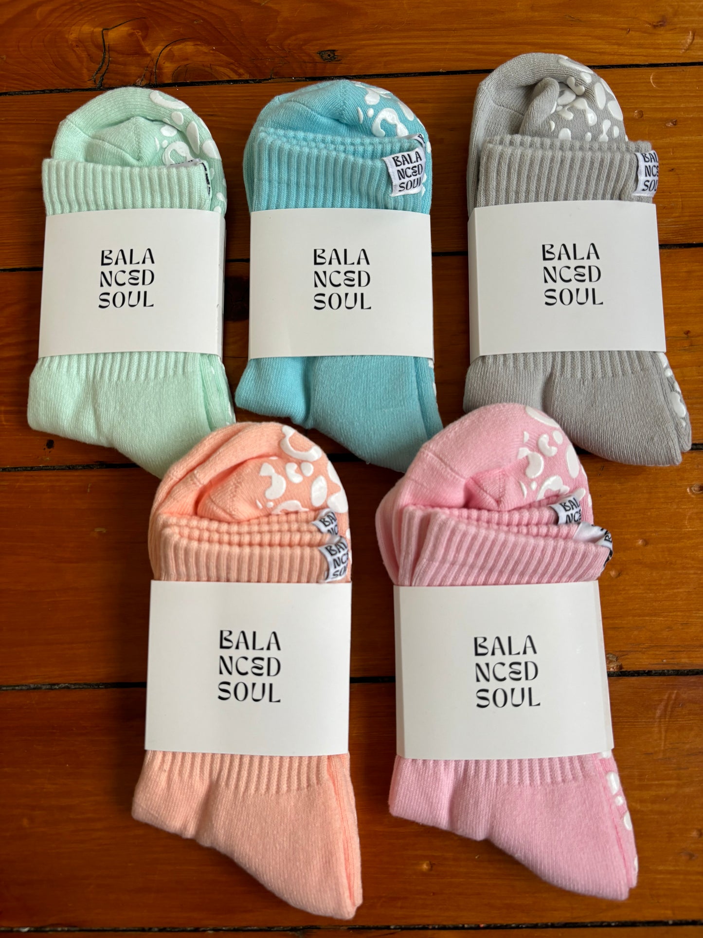 PASTEL LEOPARD PILATES SOCKS COMBO - ALL 5 PAIRS