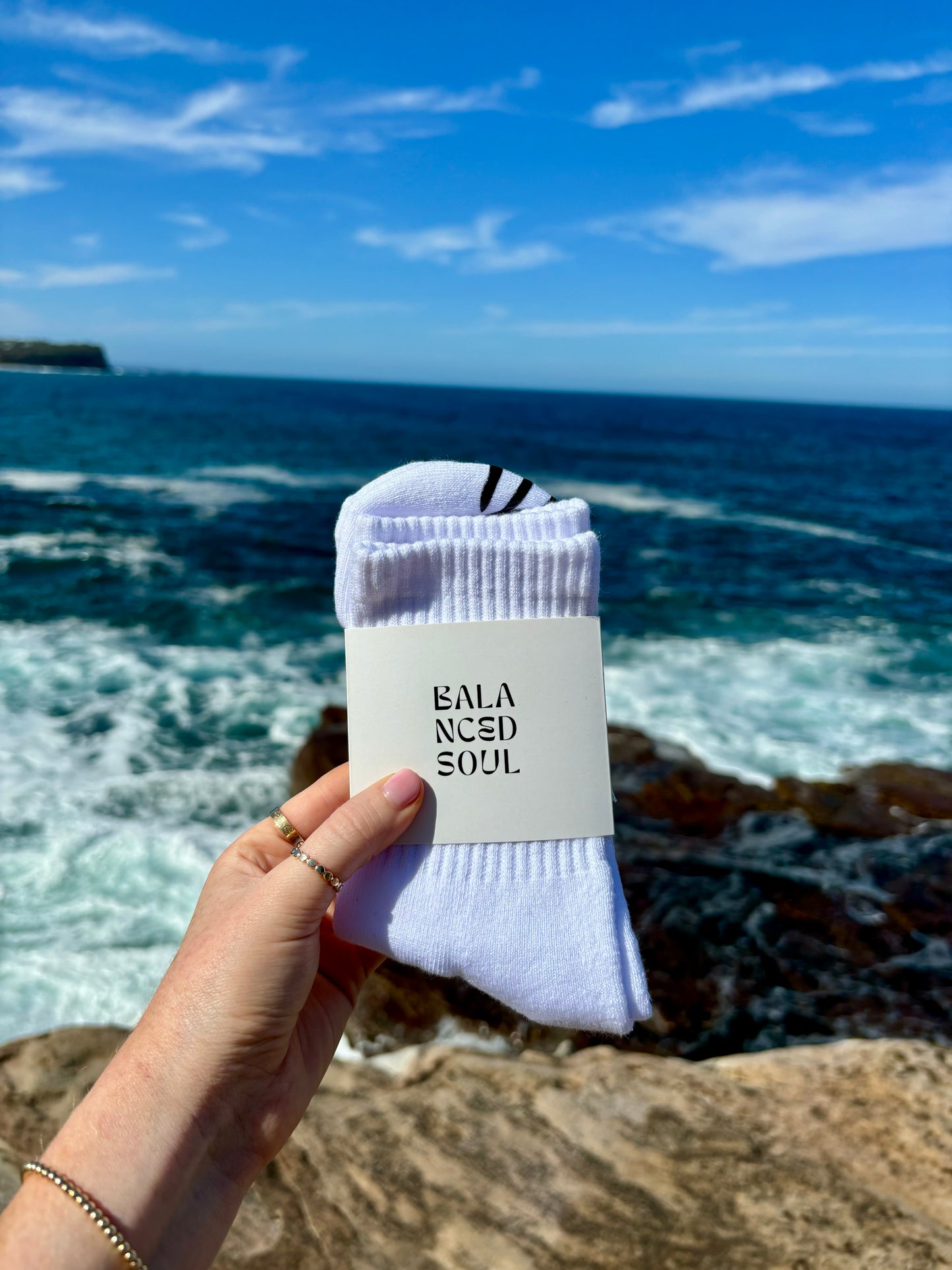 WHITE CREW SOCK W/ BLACK ZEBRA - Pilates socks