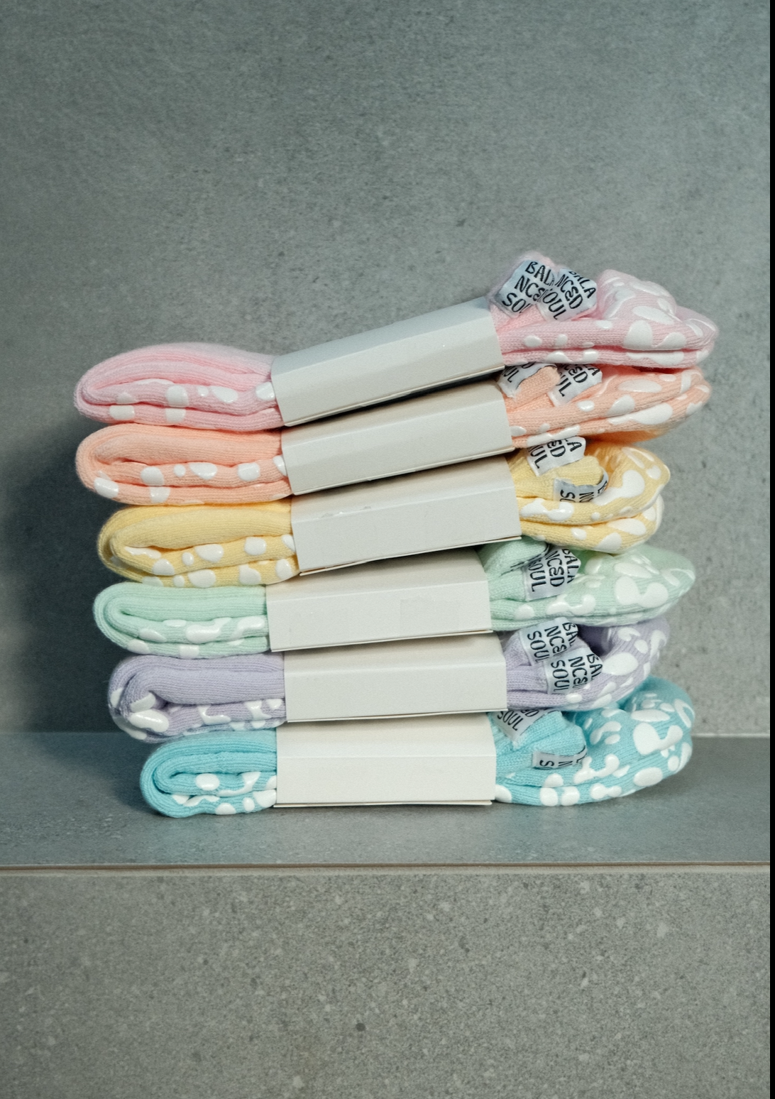 PASTEL LEOPARD PILATES SOCKS COMBO - ALL 6 PAIRS