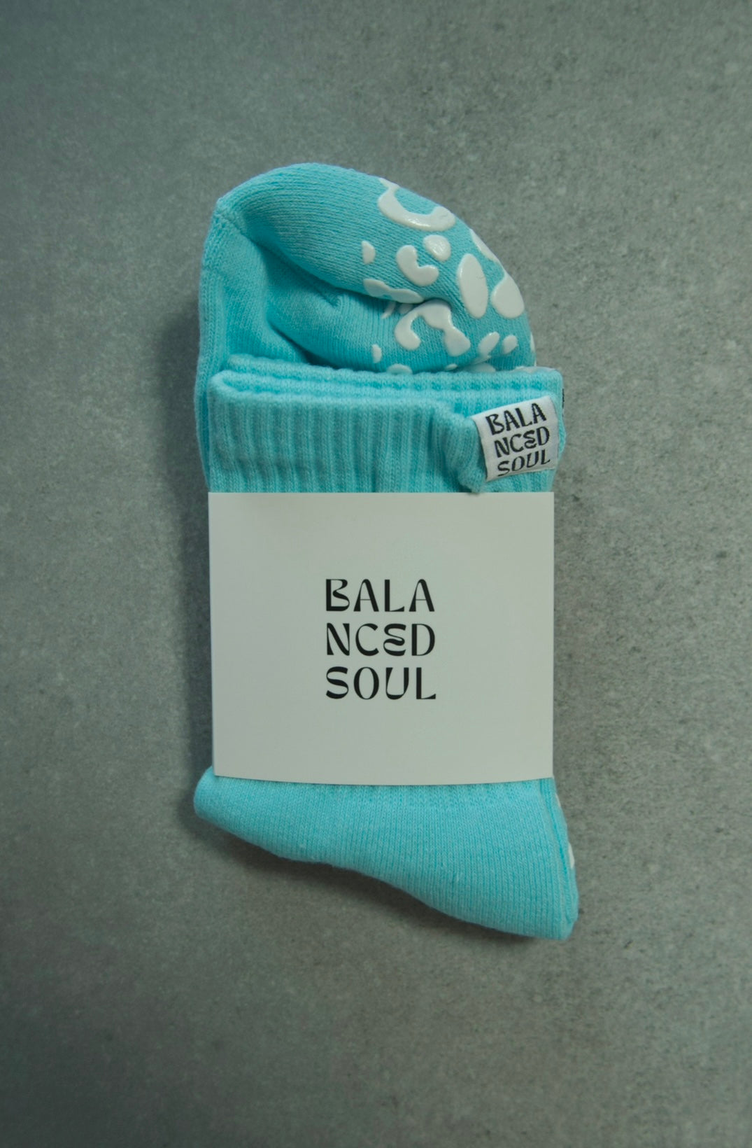 BLUE CREW SOCK - WHITE LEOPARD GRIP